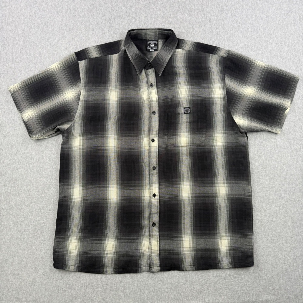 Lowrider Shirt Mens 2XL Black Plaid Button Up Short Sleeve Cholo Streetwear